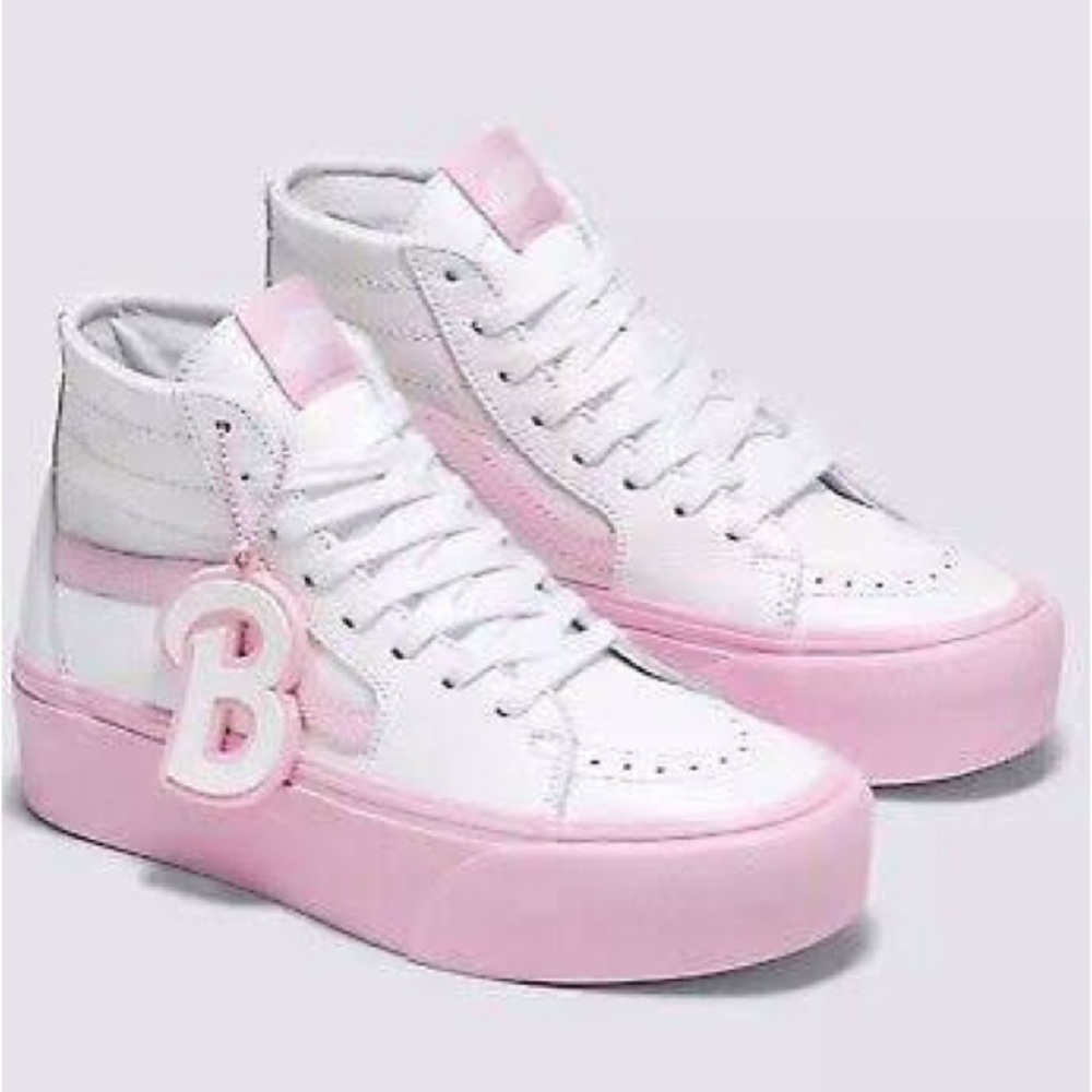 Barbie Pink and White Women's Vans Sneakers